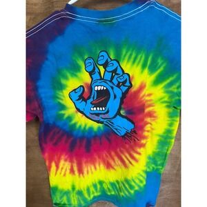 Santa Cruz Screaming Hand Tie Dye T-Shirt Mens Small Speed Wheels Rainbow Skate